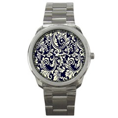 Blue Floral Tribal Sport Metal Watch by ConteMonfrey