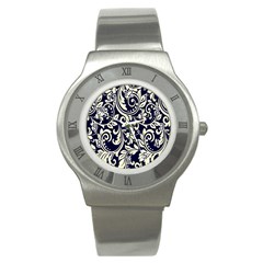 Blue Floral Tribal Stainless Steel Watch by ConteMonfrey