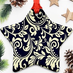 Blue Floral Tribal Star Ornament (two Sides)