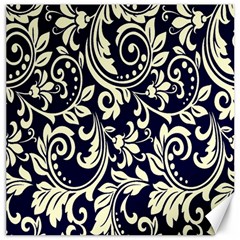 Blue Floral Tribal Canvas 20  X 20  by ConteMonfrey