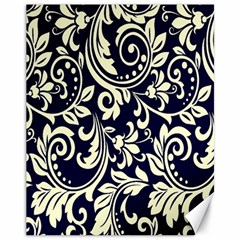 Blue Floral Tribal Canvas 11  X 14  by ConteMonfrey