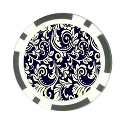 Blue Floral Tribal Poker Chip Card Guard by ConteMonfrey