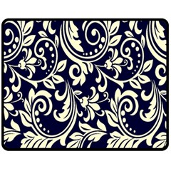 Blue Floral Tribal Fleece Blanket (medium)  by ConteMonfrey