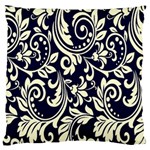 Blue floral tribal Large Cushion Case (One Side) Front