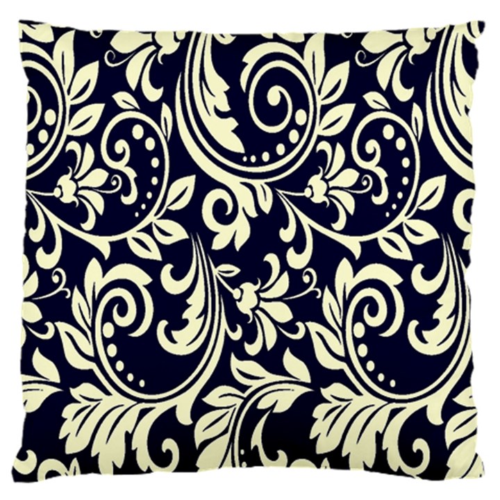 Blue floral tribal Large Cushion Case (One Side)