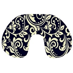 Blue Floral Tribal Travel Neck Pillow by ConteMonfrey