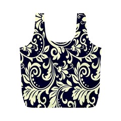 Blue Floral Tribal Full Print Recycle Bag (m) by ConteMonfrey