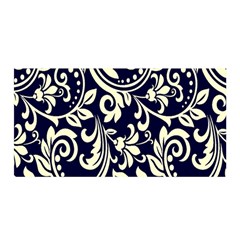 Blue Floral Tribal Satin Wrap 35  X 70 