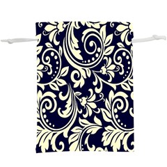 Blue Floral Tribal  Lightweight Drawstring Pouch (xl) by ConteMonfrey