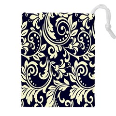 Blue Floral Tribal Drawstring Pouch (5xl) by ConteMonfrey