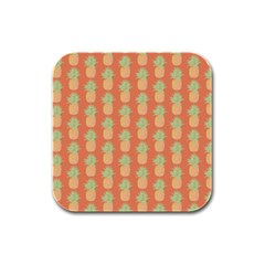 Pineapple Orange Pastel Rubber Square Coaster (4 Pack) by ConteMonfrey