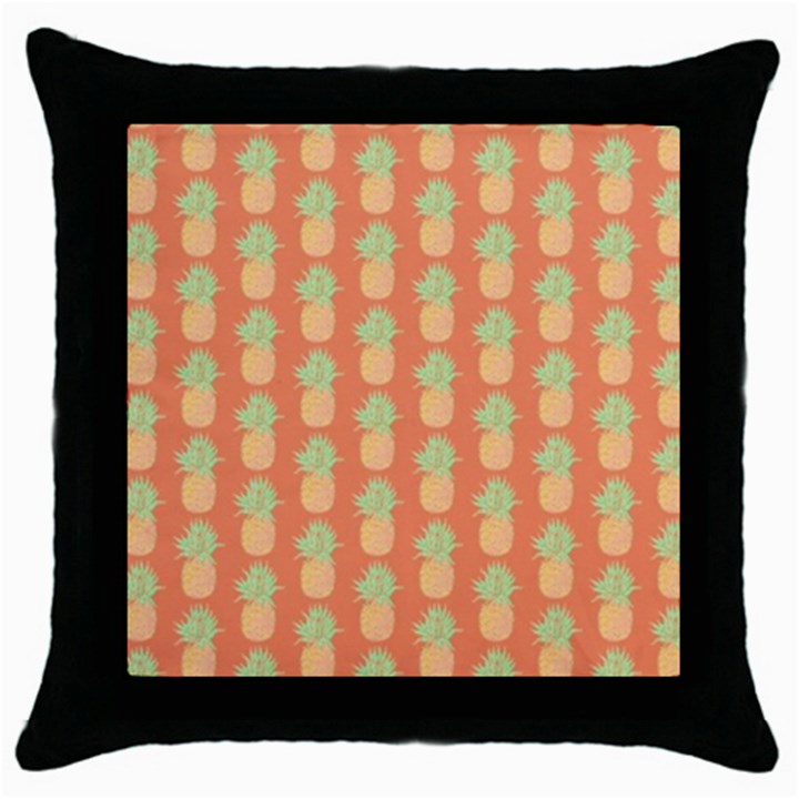 Pineapple Orange Pastel Throw Pillow Case (Black)