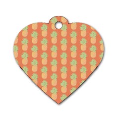 Pineapple Orange Pastel Dog Tag Heart (one Side) by ConteMonfrey