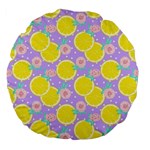 Purple lemons  Large 18  Premium Flano Round Cushions Front