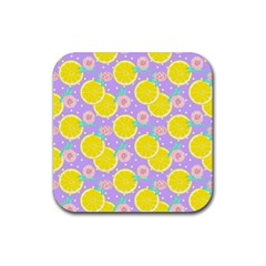 Purple Lemons  Rubber Coaster (square) by ConteMonfrey