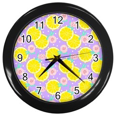 Purple Lemons  Wall Clock (black) by ConteMonfrey