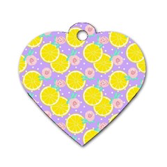 Purple Lemons  Dog Tag Heart (two Sides) by ConteMonfrey