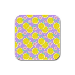 Purple Lemons  Rubber Square Coaster (4 Pack) by ConteMonfrey