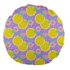 Purple Lemons  Large 18  Premium Round Cushions by ConteMonfrey