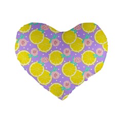 Purple Lemons  Standard 16  Premium Heart Shape Cushions by ConteMonfrey