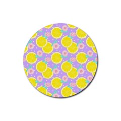 Purple Lemons  Rubber Coaster (round) by ConteMonfrey