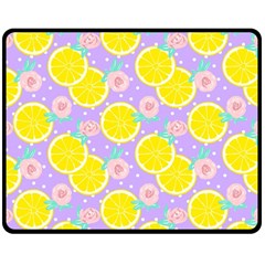 Purple Lemons  Double Sided Fleece Blanket (medium)  by ConteMonfrey