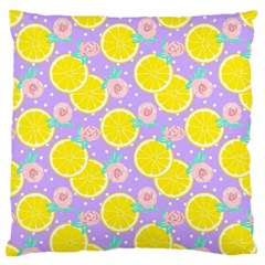 Purple Lemons  Large Flano Cushion Case (one Side) by ConteMonfrey