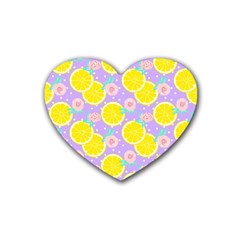 Purple Lemons  Rubber Coaster (heart) by ConteMonfrey