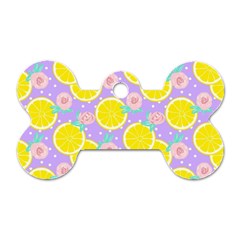 Purple Lemons  Dog Tag Bone (two Sides) by ConteMonfrey