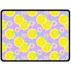 Purple Lemons  Double Sided Fleece Blanket (large)  by ConteMonfrey