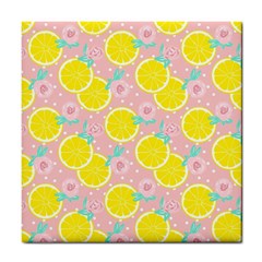 Pink Lemons Tile Coaster by ConteMonfrey