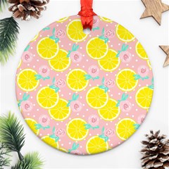 Pink Lemons Ornament (round) by ConteMonfrey