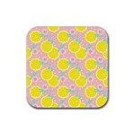 Pink lemons Rubber Coaster (Square) Front