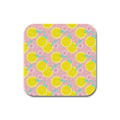 Pink Lemons Rubber Square Coaster (4 Pack) by ConteMonfrey