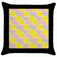 Pink Lemons Throw Pillow Case (black) by ConteMonfrey