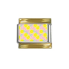 Pink Lemons Gold Trim Italian Charm (9mm)