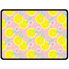 Pink Lemons Fleece Blanket (large)  by ConteMonfrey