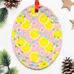 Pink Lemons Ornament (oval Filigree) by ConteMonfrey