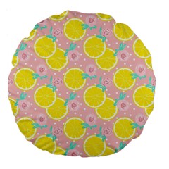 Pink Lemons Large 18  Premium Flano Round Cushions by ConteMonfrey