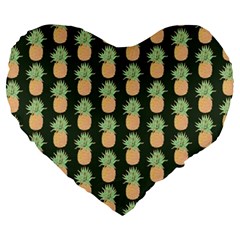 Pineapple Green Large 19  Premium Flano Heart Shape Cushions by ConteMonfrey