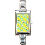 Green lemons Rectangle Italian Charm Watch Front