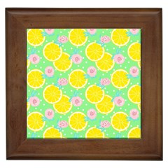 Green lemons Framed Tile