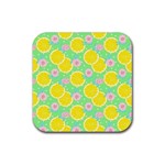 Green lemons Rubber Coaster (Square) Front