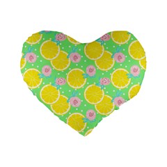 Green lemons Standard 16  Premium Heart Shape Cushions