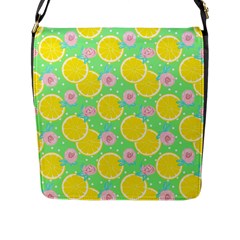 Green lemons Flap Closure Messenger Bag (L)