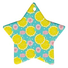 Blue neon lemons Ornament (Star)