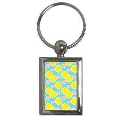 Blue neon lemons Key Chain (Rectangle)