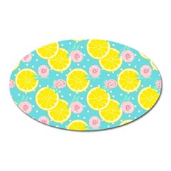 Blue neon lemons Oval Magnet