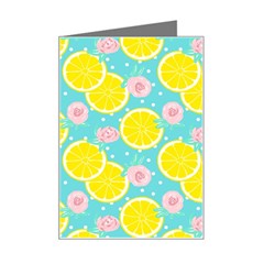 Blue Neon Lemons Mini Greeting Card by ConteMonfrey