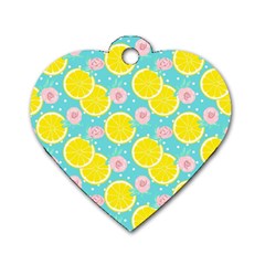 Blue neon lemons Dog Tag Heart (One Side)